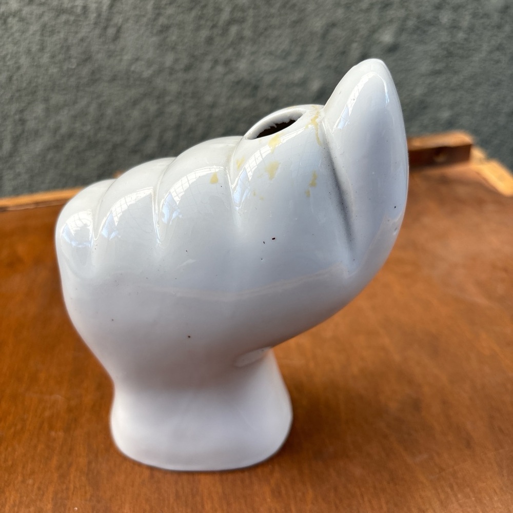 White Ceramic Hand Sculpture Vase - Modern Home Art - Picture 2 of 7